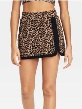 JoyLab Leopard Print Mini Skort with Black Trim